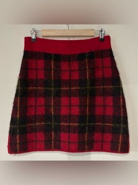 Polo Ralph Lauren  Plaid Alpaca Blend Mini Skirt